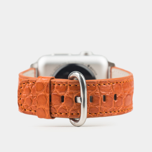 Ремешок для Apple Watch 40/41/42 mm из кожи аллигатора, оранжевого цвета