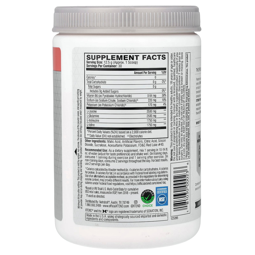 XTEND, 7 г аминокислот с разветвленной цепью (BCAA), со вкусом арбуза, 375 г (13,2 унции)