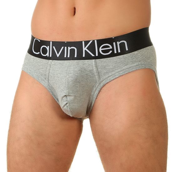 Мужские трусы брифы серые с черной резинкой Calvin Klein