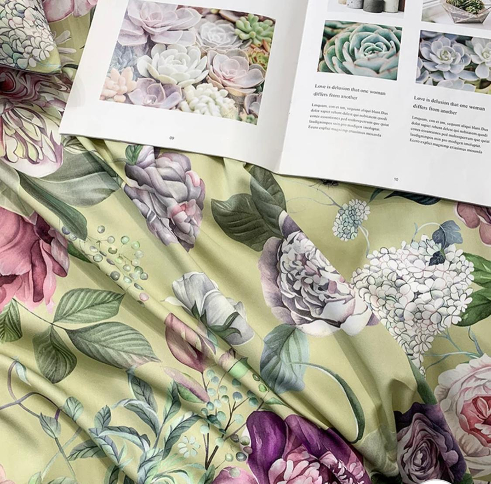 Комплект постельного белья ZEPHYR HOME ЕВРО пг. Мако-Сатин,Египетский хлопок Зеленый