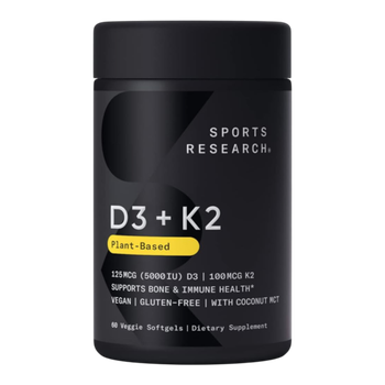 Sports Research Vitamin D3+К2 5000 IU, Витамин Д3+К2 5000 МЕ, 60 капсул