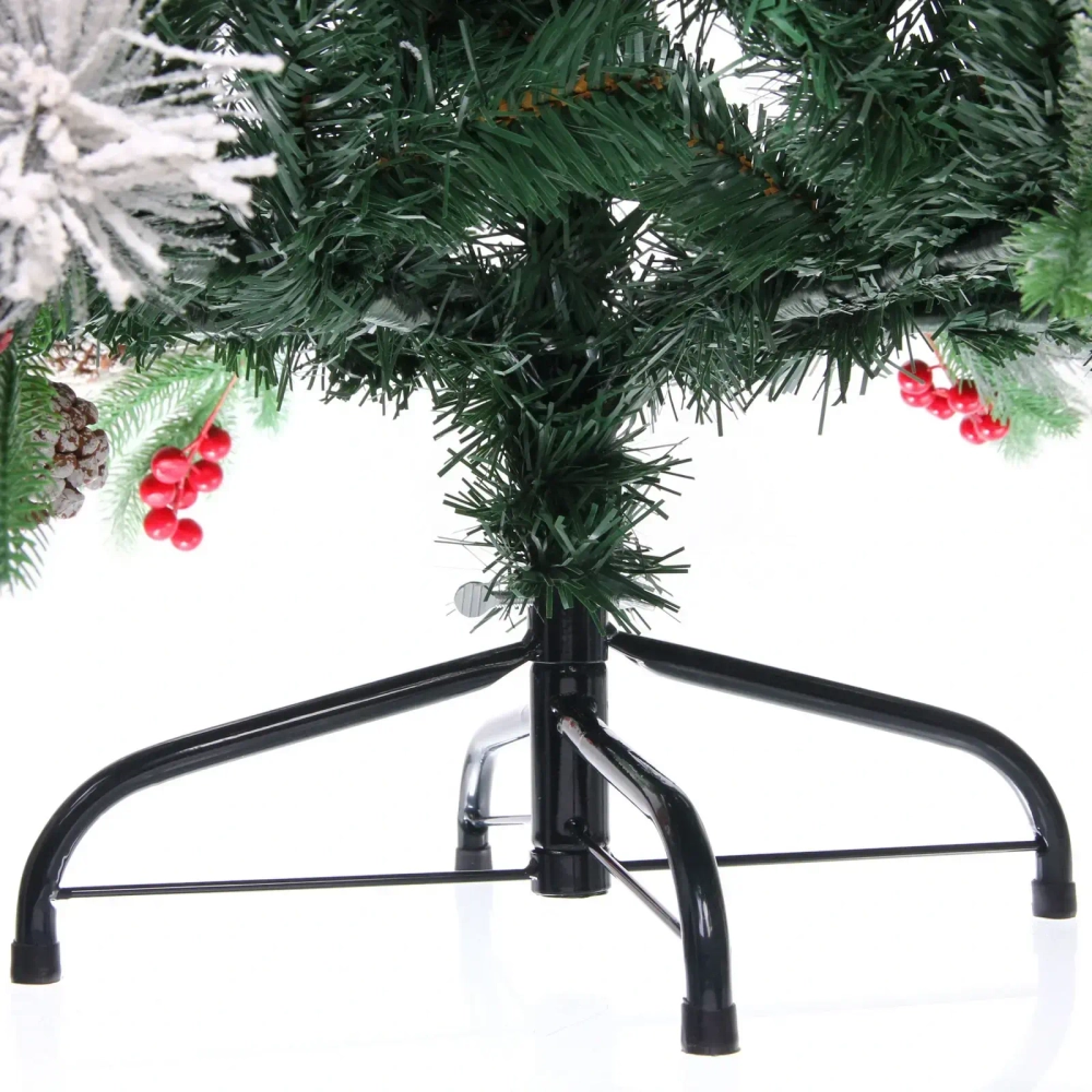 Елка «Грация» 120 см, ПВХ, леска, резина с белым напылением (шишки и ягоды), 337 веток