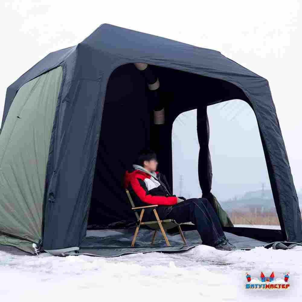 Пневмокаркасная палатка-шатёр «Снежный Очаг» 3×3×2,3 м — из ПВХ, морозостойкая