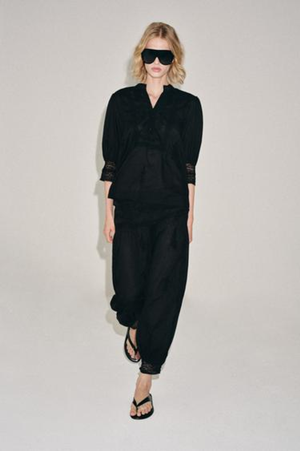 ZARA БЛУЗА С ВЫШИВКОЙ — ZW COLLECTION, ЧЕРНЫЙ