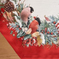 ДОРОЖКА "МОРОЗКО.СНЕГИРИ "45Х300СМ ,КРАСНЫЙ, 100% ХЛОПОК,ТВИЛ ПРОПИТКА