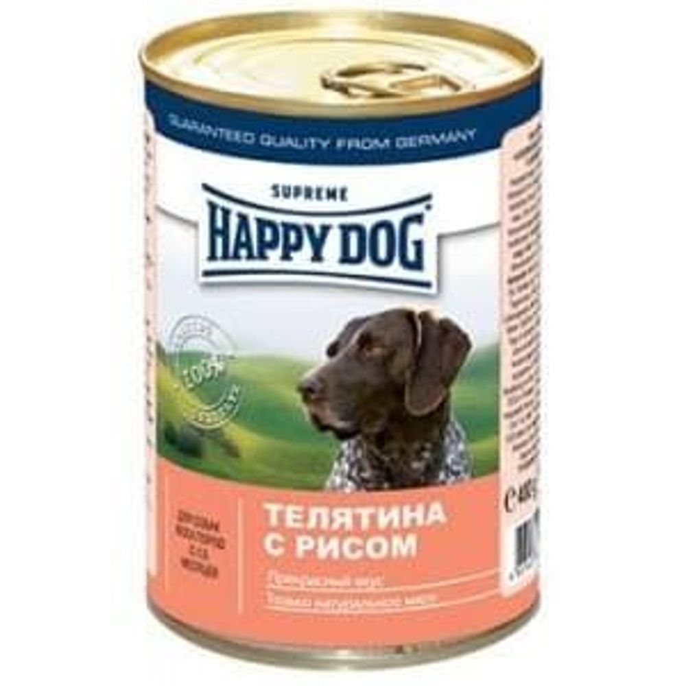 Хэппи Дог кон.д/собак Телятина/рис 400гр (НФКЗ)