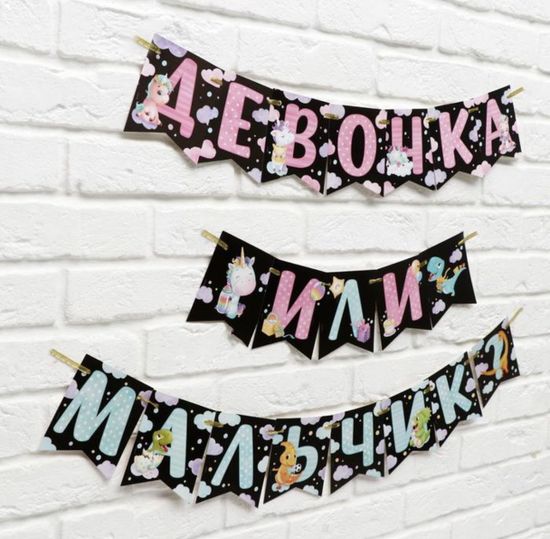 Гирлянда на ленте "Мальчик или девочка",гендер, длина 240 см