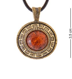 AM-3366 Подвеска «Жетон Равноденствие» (латунь, янтарь)