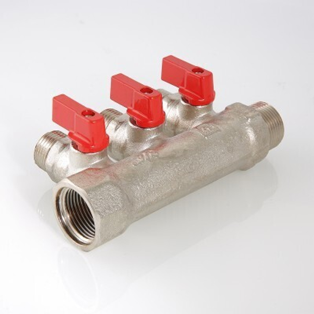 Коллектор VALTEC с отсекающими кранами 3/4", 3 х 1/2" (арт.VTc.580.N.0503)