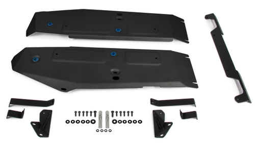 Защита топливного бака Rival (черная) для Mercedes-Benz G-klasse W464 (V - 2.9D (249 л.с.); 4.0 (421/585 л.с.)) 2018-н.в., штампованная, алюминий 4 мм, с крепежом, 2 части, 333.3955.1