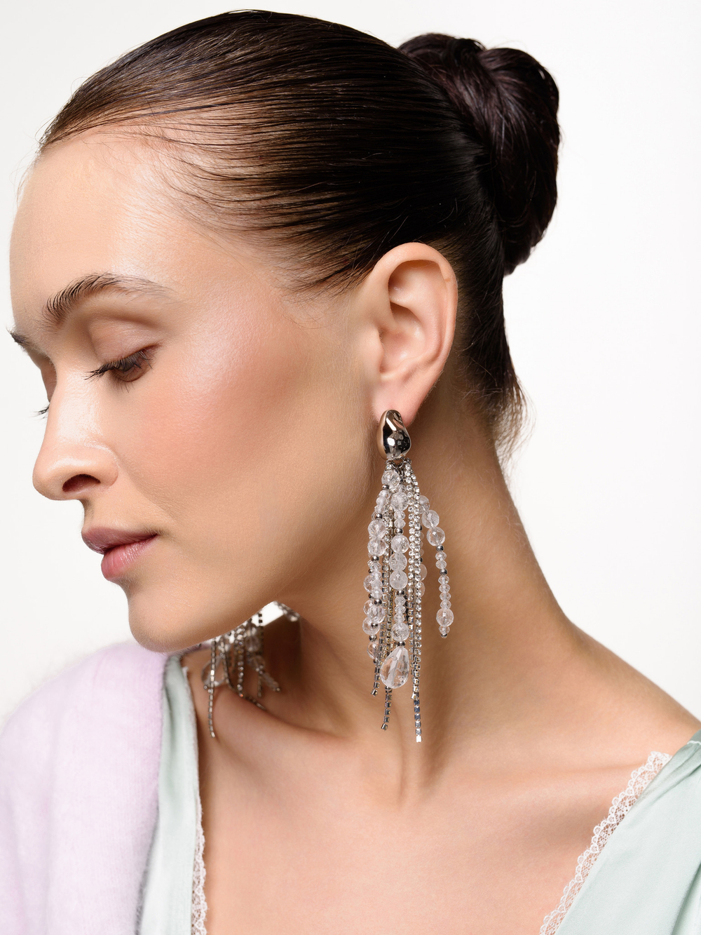 Серьги "Bunch shine" с горным хрусталём Silver