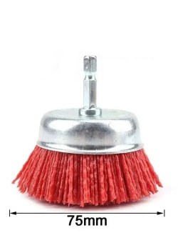 Щетка нейлоновая для дрели, Корщетка "чашка" насадка на дрель нейлоновая 75 х 6 мм
