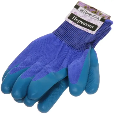 Перчатки нейлоновые с резиновым покрытием полуоблитые 8 размер «Сталь» ДоброСад