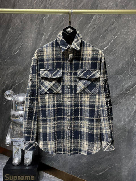 Бело-синяя рубашка в клетку Chrome Hearts