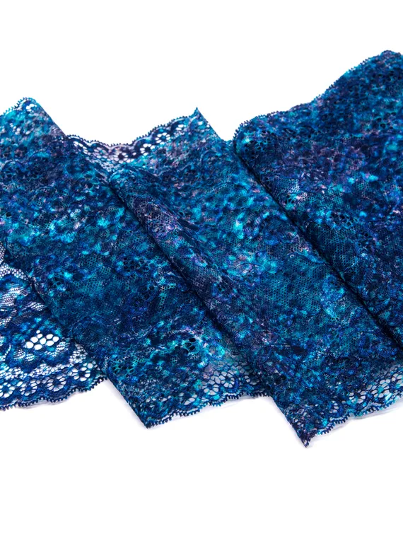 03-198 ОПТ Кружево эластичное 18 см, морской бриз, синий/голубой