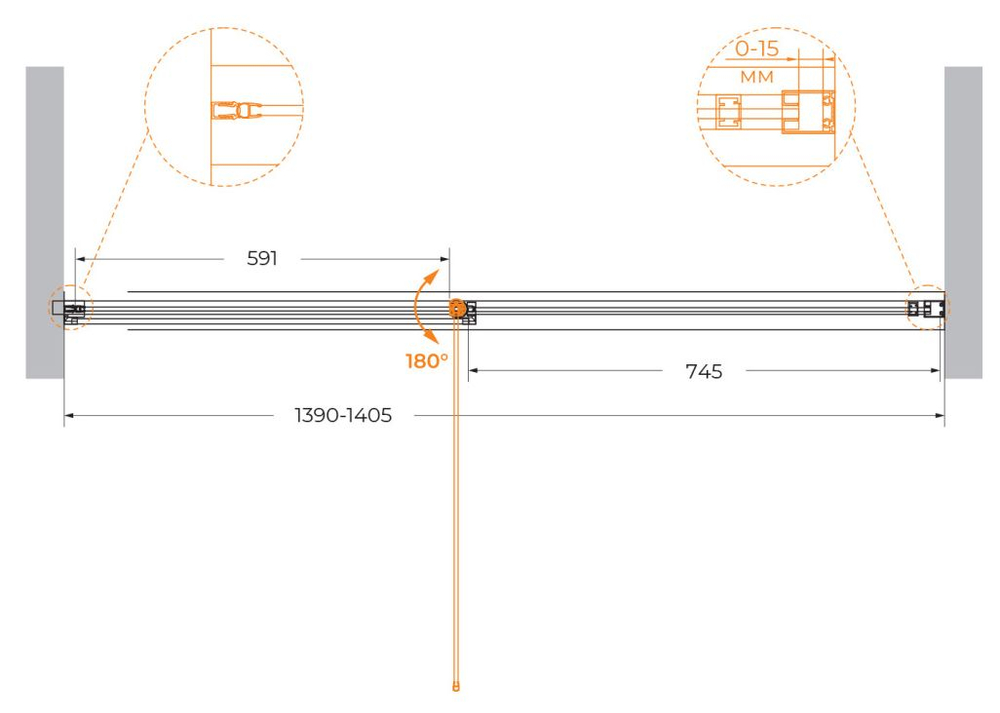 Душевая дверь Cezares URBAN-B-12-140-C-NERO, 140х195, профиль черный, стекло прозрачное