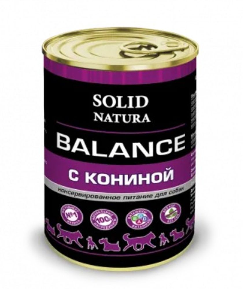 Влажный корм для собак Solid Natura Balance Конина, банка 340г Влажный корм для собак Solid Natura Balance Конина, банка 340г
