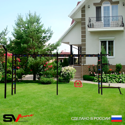 Уличная шведская стенка Sv Sport рукоход х 2 с комплектом турник прямой У54133 (Турник/Брусья/Скамья/Со спинкой/Кронш бокс)