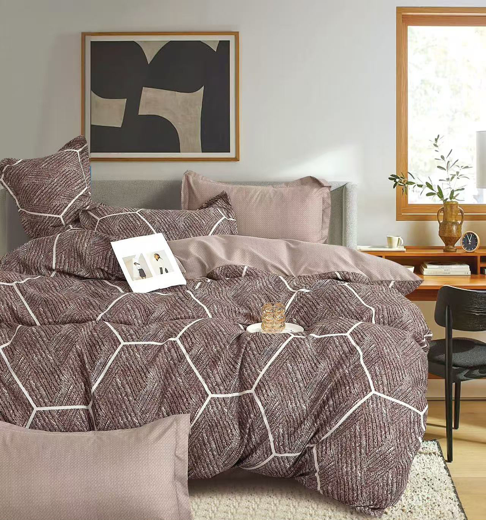 КПБ Дуэт с простыней на рез. 180х200 ПОПЛИН "П19"