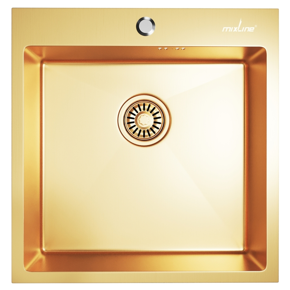 Мойка настол.монтаж 50х50 (3,0) вып 3 1/2  MIXLINE PRO С ФАСКОЙ 20см с сифоном (золото)