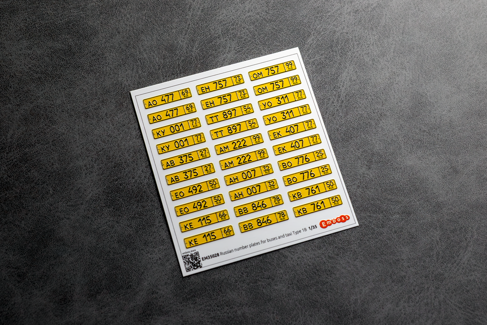 Russian bus and taxi vehicle registration plates 1/35 (3D decal)
