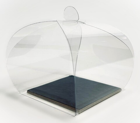 Коробочка для десерта прозрачная с черной подложкой 8х8х8 см