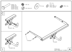 Фаркоп оцинкованный Galia F113C для Ford Kuga 2008-2013, 2013-(паспорт и сертификат в комплекте)(без электрики)