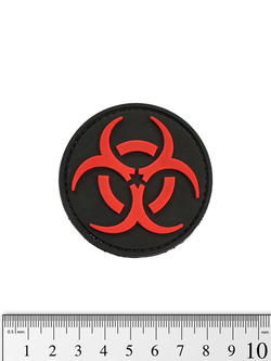 Шеврон Biohazard круг PVC 6 см. Чёрно-красный