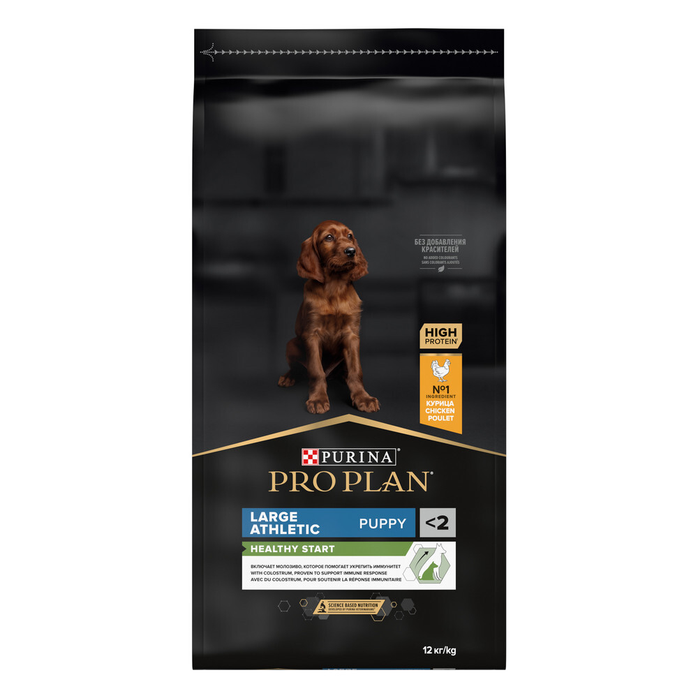Сухой корм PRO PLAN HEALTHY START для щенков крупных пород с атлетическим телосложением курица 12 кг