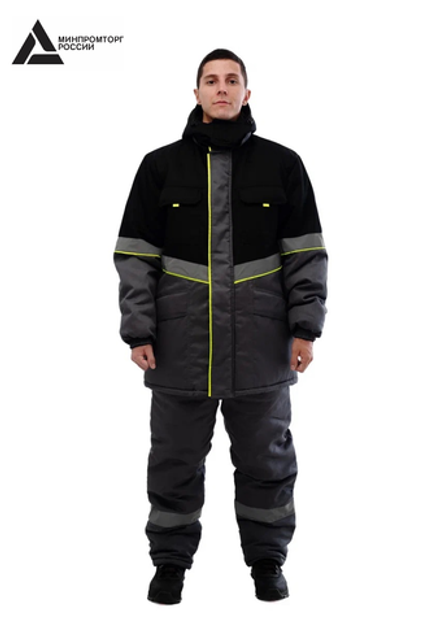 Костюм мужской зимний «СЕВЕРНАЯ ШИРОТА» (куртка+брюки) цв.серый/черный