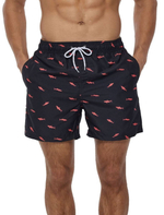 Черные пляжные шорты с акулами (Размер: M) (Цвет: черный)