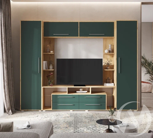 Гостиная Гармония (дуб крафт/браш мени грин)