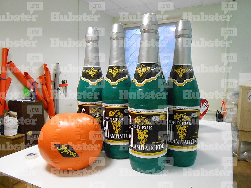 Аттракцион Кегли: Шампанское (6шт) + мандарин (1шт)