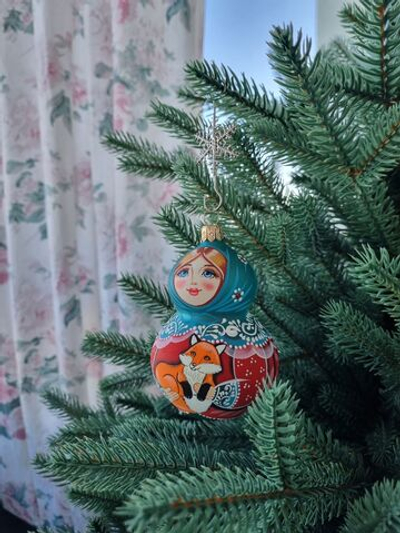 Стеклянная матрешка Танечка с лисичкой