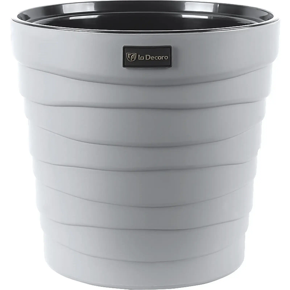 Кашпо для цветов пластиковое 7,5л d-27,1см «Бархан» Серый жемчуг