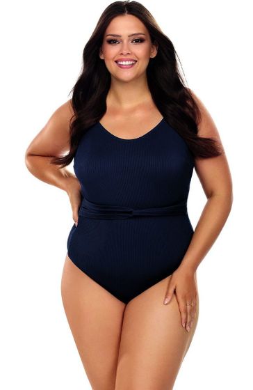 Совместный купальник plus size из ткани в рубчик