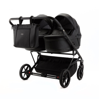 Детская универсальная коляска Adamex LEO DUO Deluxe (2в1) DUO-SA2 - Черная экокожа