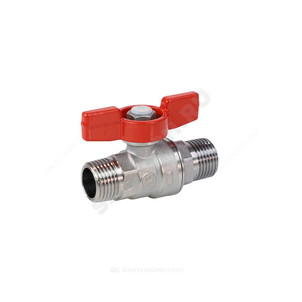 Кран шаровой латунь хром R253D Ду 25 Ру42 НР бабочка красная Giacomini R253X005