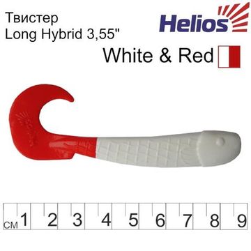 Твистер Helios Long Hybrid 3,55"/9,0 см White RT 7шт. (HS-15/1-003)