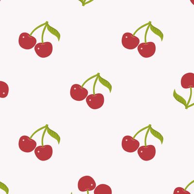 Две вишни с листиком на белом фоне