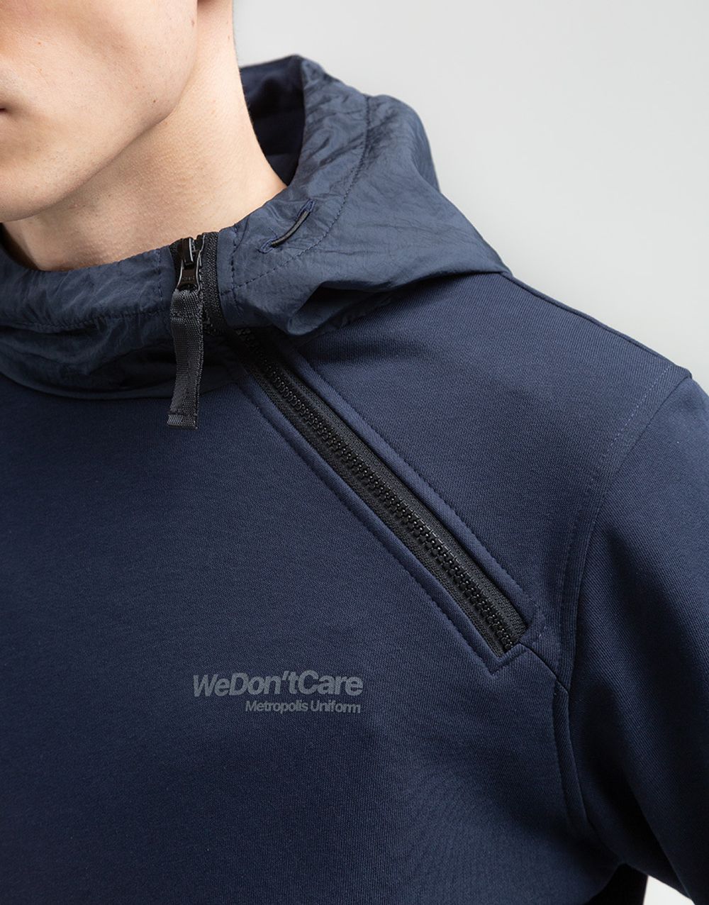 Худи We Don’t Care Diagonal Zip Hoodie Navy