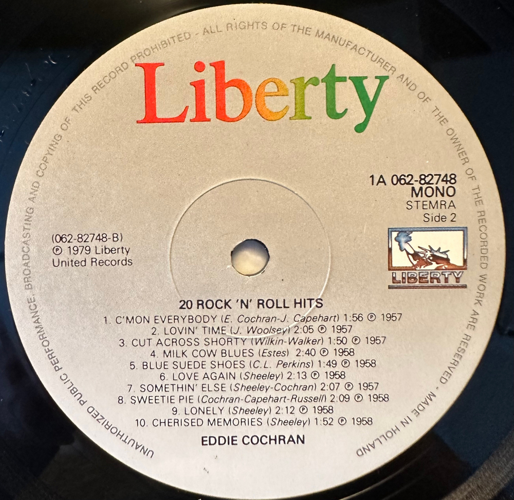 Eddie Cochran - 20 Rock 'n' Roll Hits (Голландия)