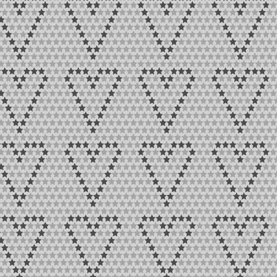 Stars and hearts seamless pattern in gray.