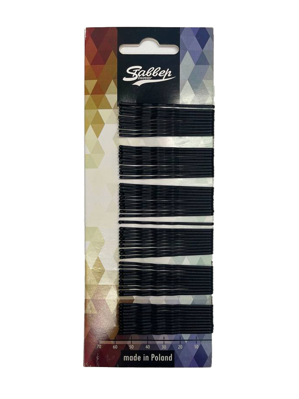 Невидимки Ставвер Карбон черные волнистые 50мм 60шт/уп