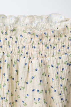 ZARA БРЮКИ BAGGY С ЦВЕТОЧНЫМ УЗОРОМ, ЭКРЮ