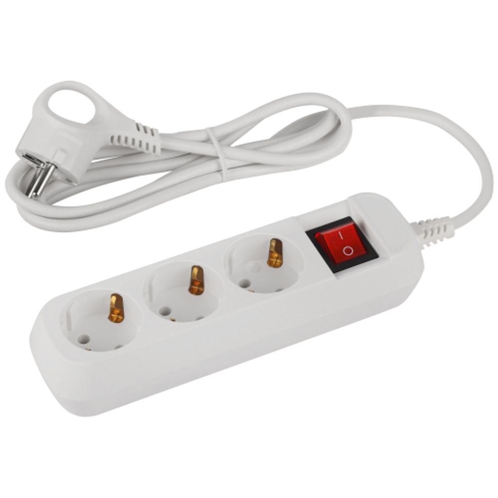 Удлинитель электрический ЭРА UDL-10-315-ES Greenline 3 розетки с заземлением с выключателем 1,5м ПВС 3x0.75мм2