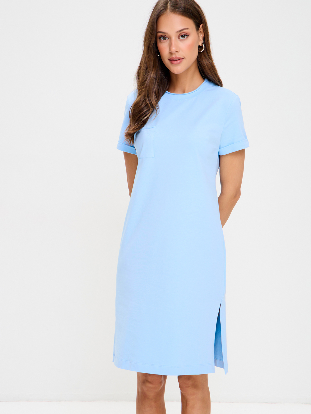 Домашнее платье из трикотажа с карманом