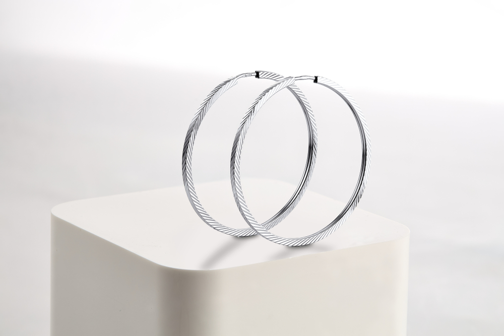 Серьги кольца серебряные 925 пробы