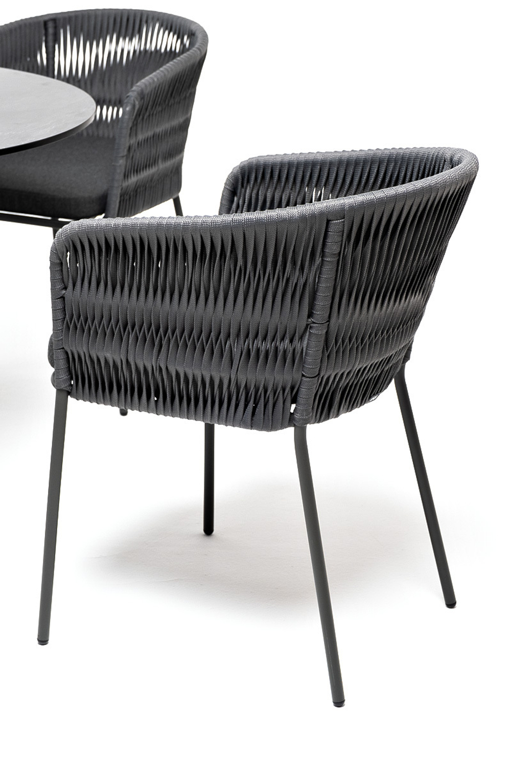 "Диего" обеденная группа на 4 персоны со стульями "Бордо" плетения колос, столешница "серый гранит"