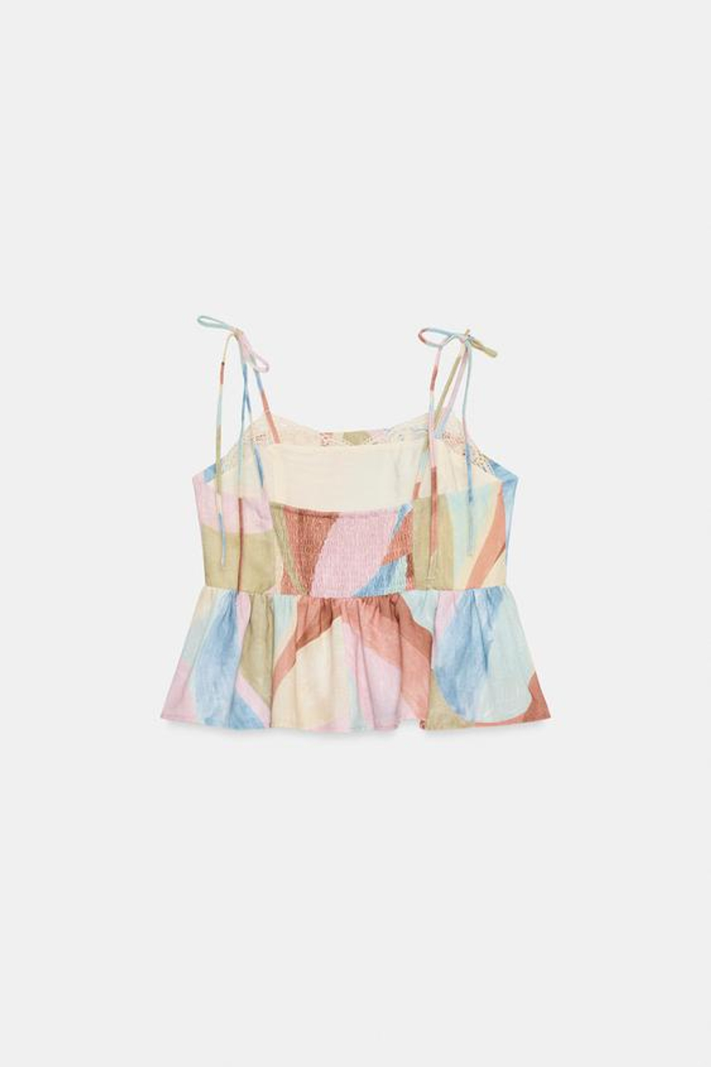 ZARA ТОП С ПРИНТОМ НА БРЕТЕЛЯХ, РАЗНОЦВЕТНЫЙ